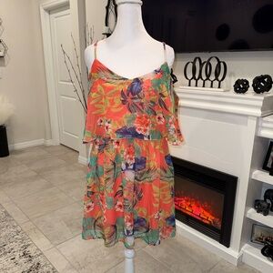3 x 20$ Charlotte Russe Coral Tropical Floral Dress Size L
